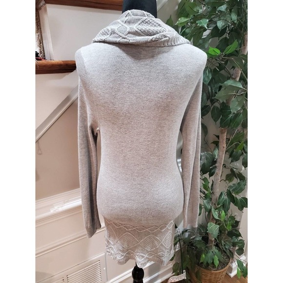 Venus Women's Gray Cowl Neck Long Raglan Sleeve Casual Knee Length Dress Small - Picture 7 of 13